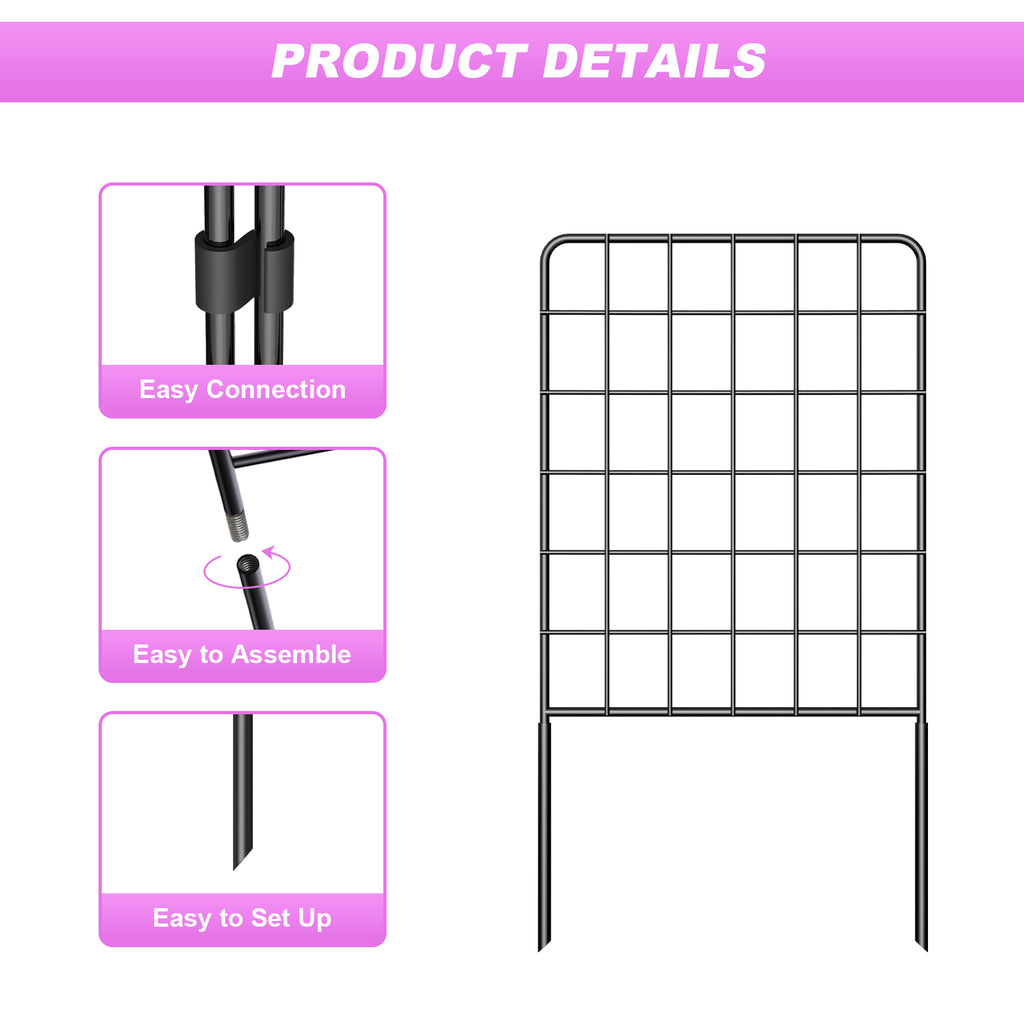 10-Pack Decorative Garden Fence, 24inch H Animal Barrier Metal Wire Fencing for Yard & Flower Beds