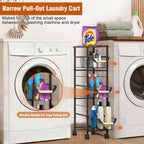 4-Tier Slim Rolling Laundry Cart - Narrow Slide-Out Storage Organizer with Baskets for Small Spaces,