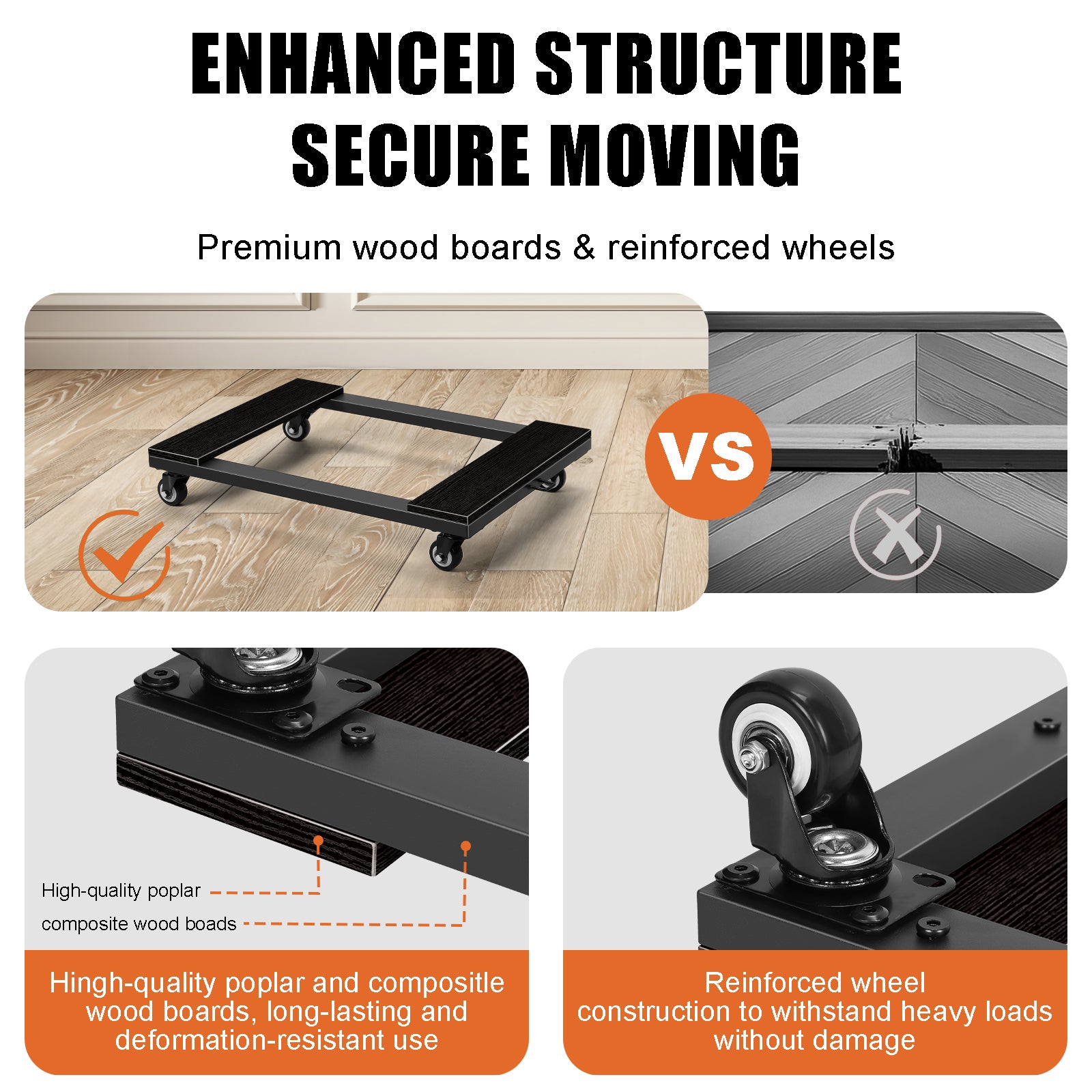 2-Piece Heavy-Duty Furniture Dolly Set with 360Â¡Ã£ Swivel Casters