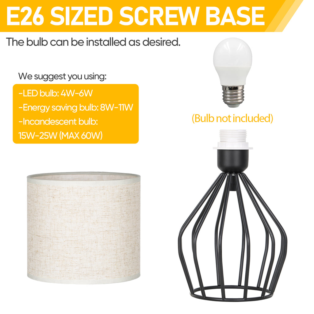 Aura Cage Bedside Lamp | Modern Minimalist Accent Light with Linen Shade