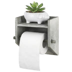 Rustic Wall-Mounted Wooden Toilet Tissue Dispenser with Integrated Display Ledge for Washrooms and Kitchens