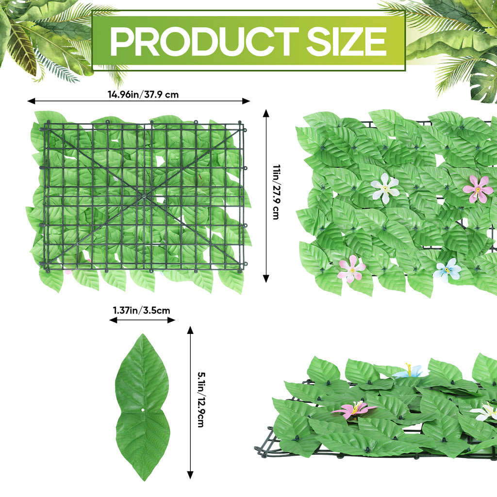 24-Pack 15inch x 11inch Artificial Grass Wall Panels - UV Protected Backdrop Greenery for Balcony & Patio