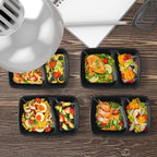 50-Pack 2-Compartment Meal Prep Containers - 30oz Reusable Plastic Food Storage with Lids - Perfect for Entrees & Sides