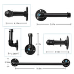 4-Piece Industrial Pipe Bathroom Hardware Set, Wall Mounted Towel Bar and Toilet Paper Holder, Rustic Black Metal Accessories for Farmhouse,