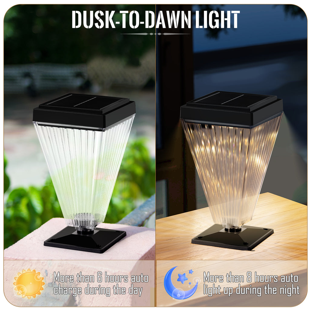 2-Pack Solar Lamp Post Lights, Waterproof Outdoor Solar Pillar Lights for Garden & Yard