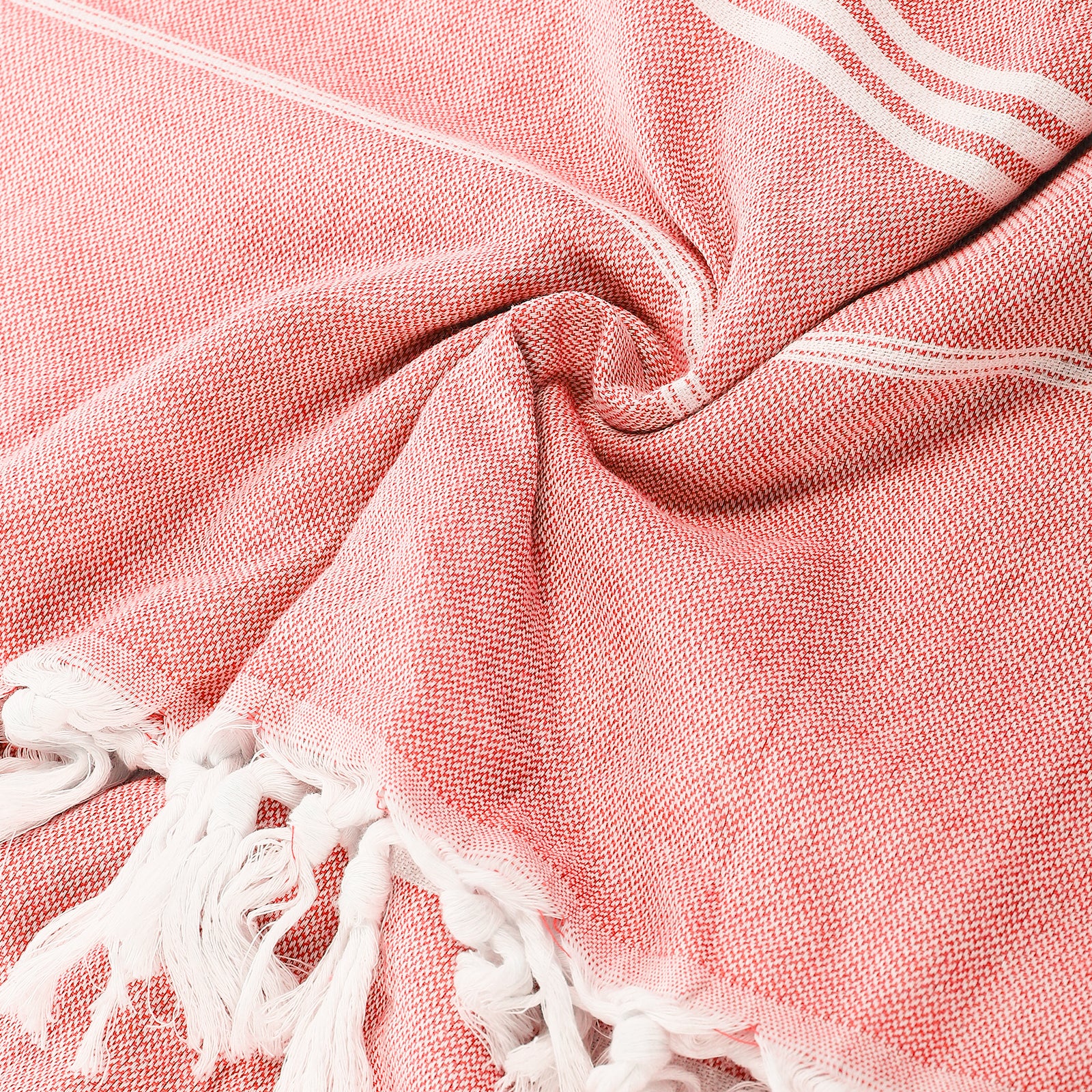 Set of 2 Turkish Beach Towels, Sand-Free Quick Dry Absorbent Cotton Towels, Large Lightweight Stylish Striped Peshtemal with Tassels for Beach, Bath, Pool, Picnic