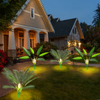 2pcs Solar Palm Simulation Plant, 8 Kinds of Lighting Mode, Suitable for Courtyard and Other Festive Decoration Courtyard Courtyard Garden Sidewalk Landscape