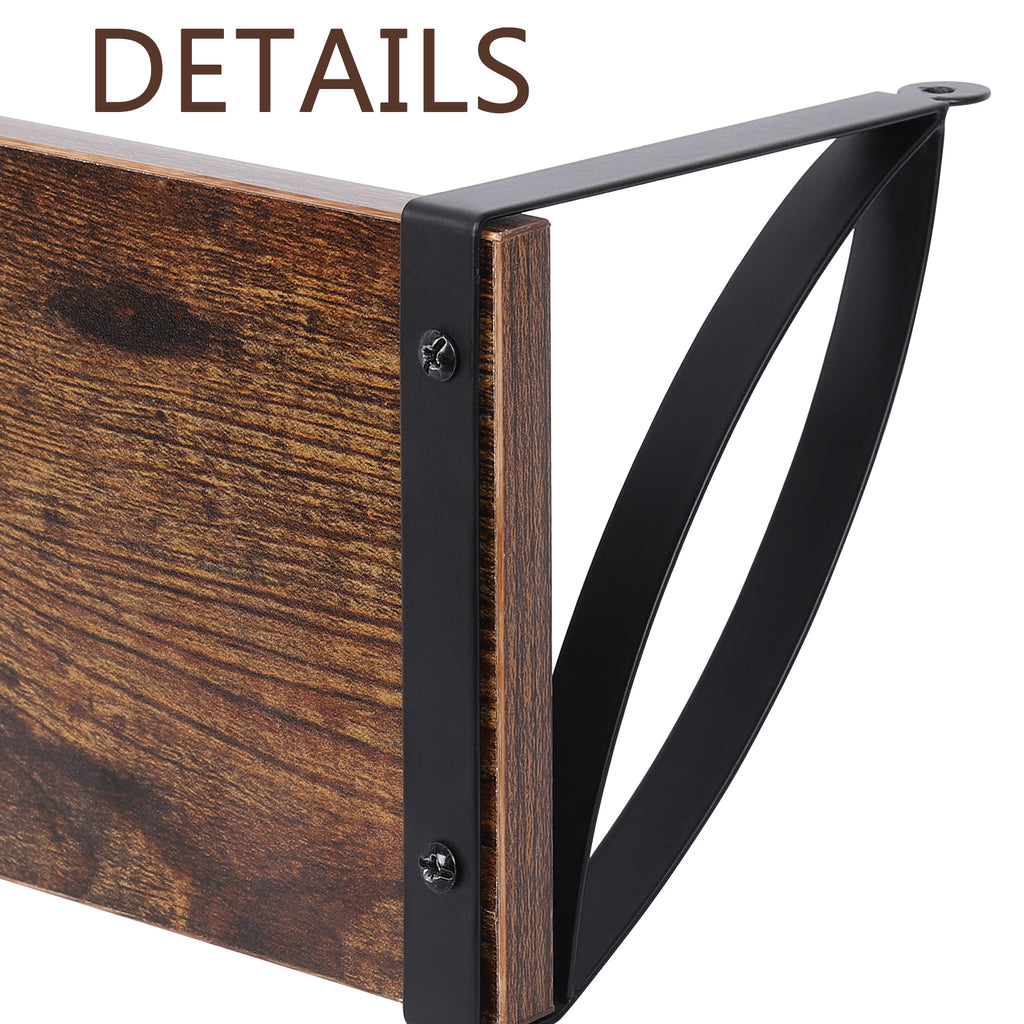 Decorative Shelf Brackets with Rustic Wood Boards - Wall Mounted Plant and Decor Display Shelves