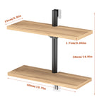 2-Tier Floating Wall Shelves, Wood & Metal Decorative Storage Rack for Bedroom & Living Room
