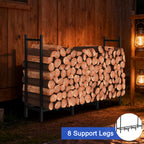 4ft Heavy-Duty Firewood Rack, Adjustable Indoor/Outdoor Fireplace Log Storage Stand