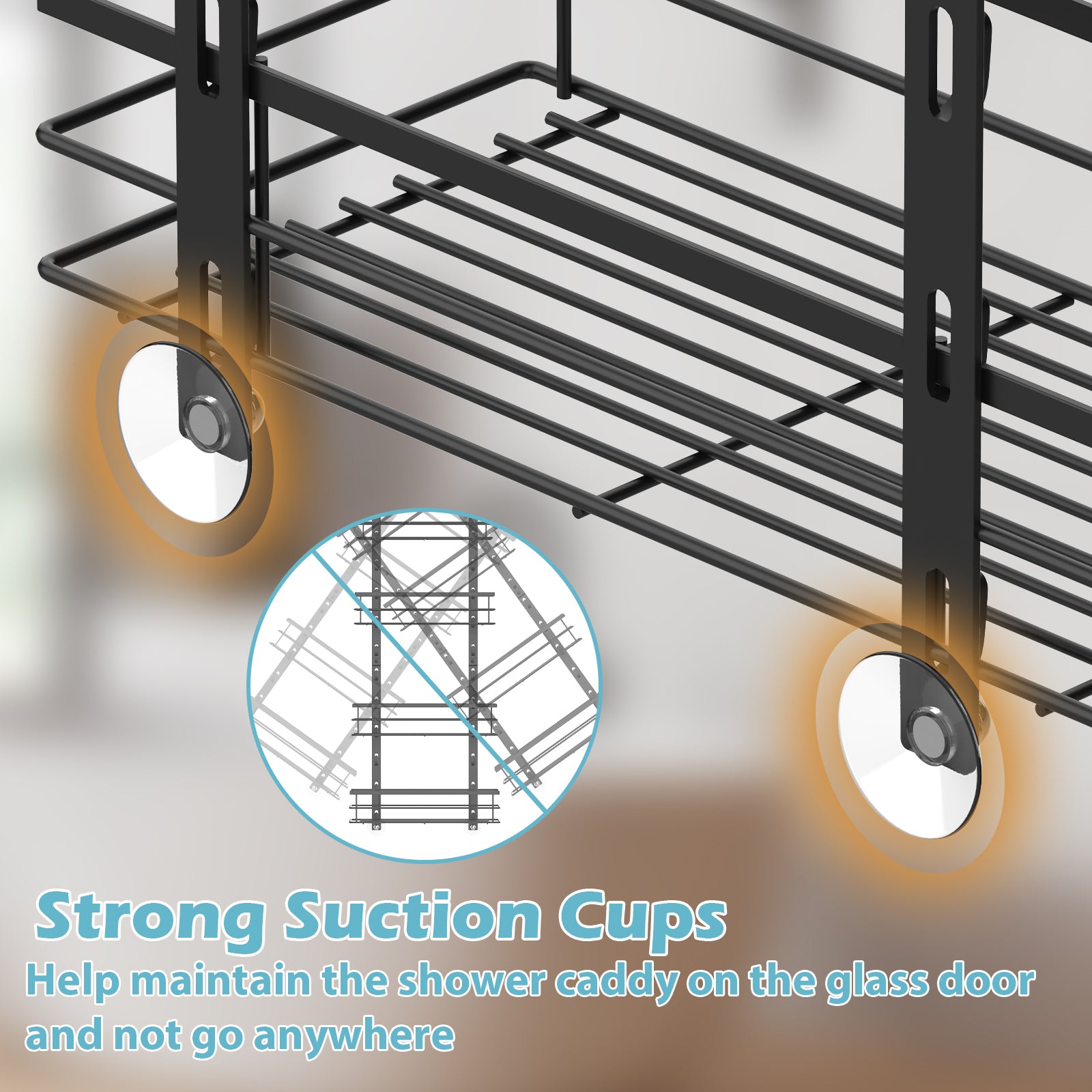 Adjustable 4 Tier Over the Door Shower Caddy, Bathroom Hanging Organizer Shelf Rustproof with Hooks, Shower Basket with Soap Holder