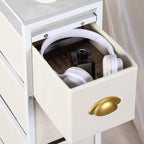 5-Tier Narrow Beige Dresser - Tall Slim Fabric Storage Cabinet for Living Room & Gaps