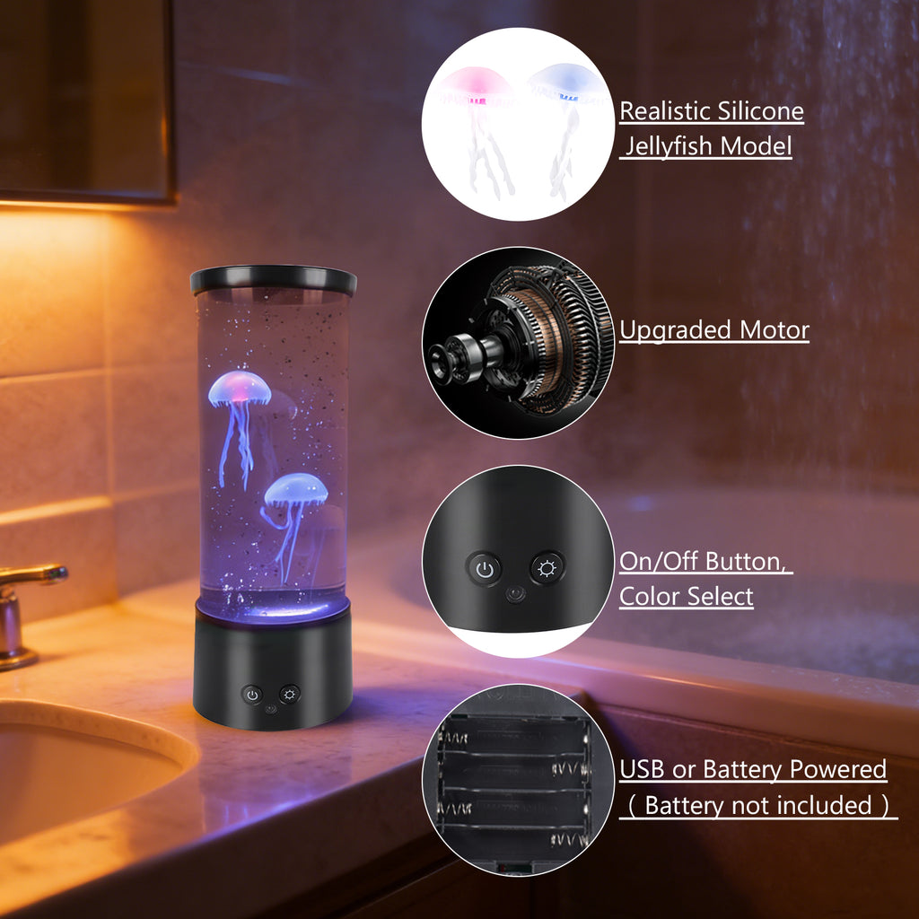 Jellyfish Lamp - Color Changing Artificial Fish Tank w/ Remote, USB/Battery Powered