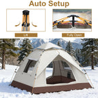 4-Person Automatic Pop-Up Camping Tent, Waterproof Lightweight Outdoor Tent for Backpacking & Beach