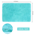 47.2x 31.1 inch Soft Fluffy Shag Bath Rug, Non-Slip Absorbent Washable Area Rug for Bathroom, Bedroom & Indoor Entryway, Turquoise Blue