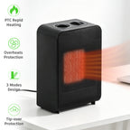 750W/1500W Portable Ceramic Indoor Space Heater with Adjustable Thermostat, Tip-Over & Overheat Protection, Personal Desktop Radiator for Home and Office