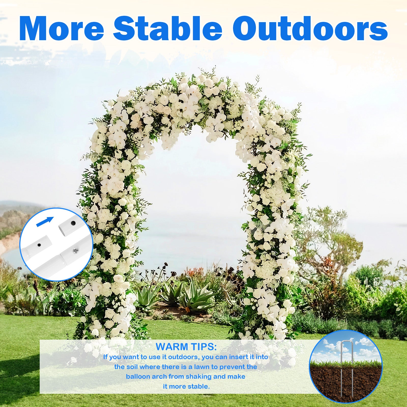 6FT Metal Square Wedding Arch Backdrop Stand Balloon Arched Frame for Ceremony Birthday Party Graduation Anniversary Background Decoration