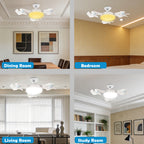 2-in-1 Foldable Ceiling Fan Light with Remote, Dimmable 3 Color Temperature & 3-Speed Airflow, Modern LED Fan Lamp for Bedroom, Living Room, Kitchen, Bathroom, Easy Install, Space-Saving Design for All Seasons