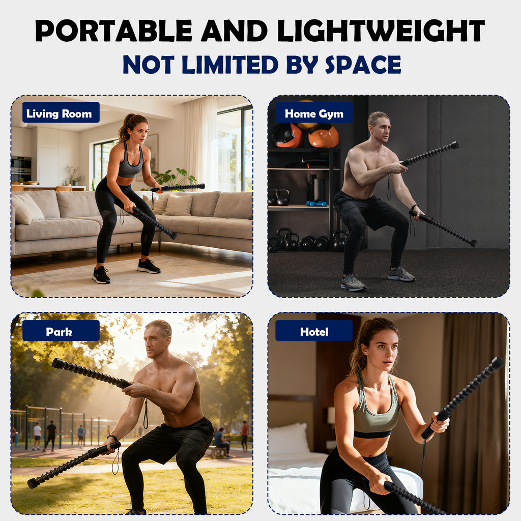 Portable Ropeless Battle Rope - Weighted Fitness Shake Sticks for Home Workouts, High-Intensity Cardio Training