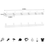 Set of 6 White Adhesive Wall Hooks for Bathroom and Kitchen, Heavy Duty Rustic Style Towel and Coat Hangers, Simple Installation
