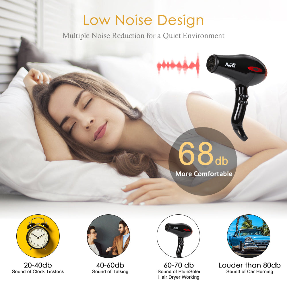 Professional Ion Salon Hair Dryer, Hair Dryer, Powerful 1875W Anion Quick Drying Hair Dryer, Ion Conditioning, AC Motor Low Noise Hair Dryer, 2 Speed/3 Heat Setting - Black Red