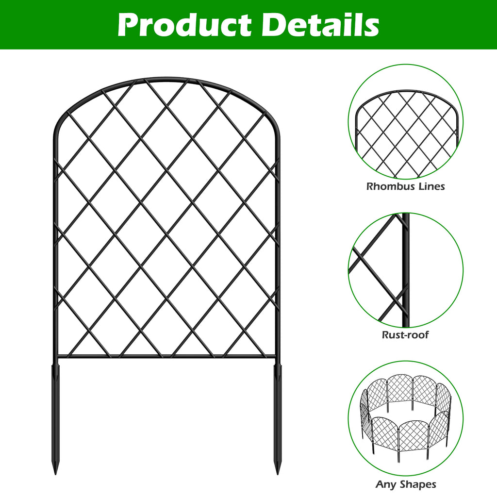 Arched Lattice Garden Fence - Rustproof Metal Animal Barrier - Decorative Edging for Yard & Flowers,