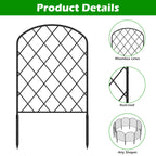 Arched Lattice Garden Fence - Rustproof Metal Animal Barrier - Decorative Edging for Yard & Flowers,