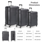 3 Piece Luggage Sets Carry On Hardshell Travel Suitcase Spinner Wheels TSA Lock