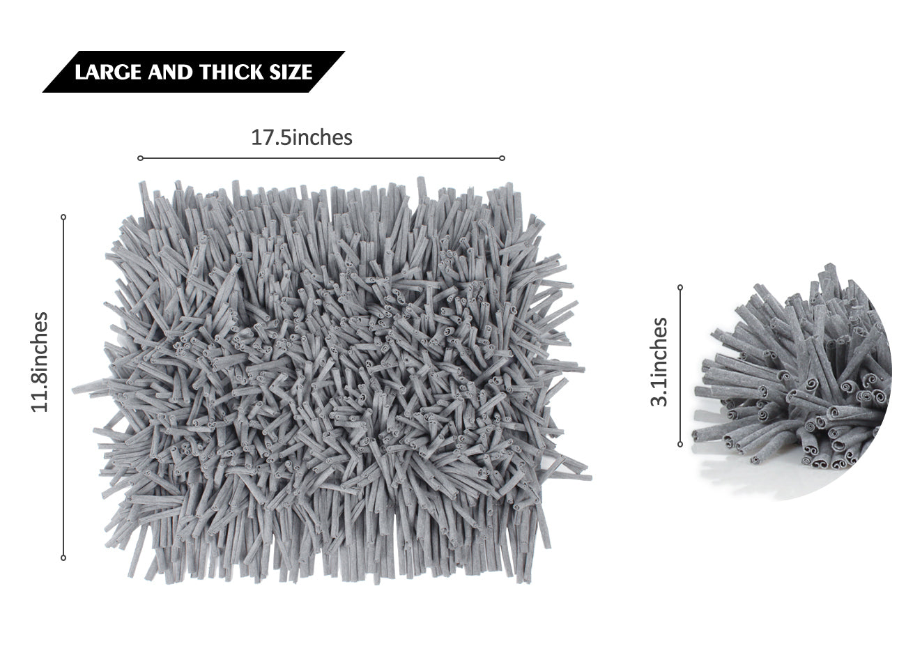 Gray Snuffle Mat for Dogs, 17.5" x 11.8", Interactive Feeding Foraging Game Toy, 1 Pack, Machine Washable Slow Feeder Mat Relieves Stress & Stimulates Natural Foraging Instincts