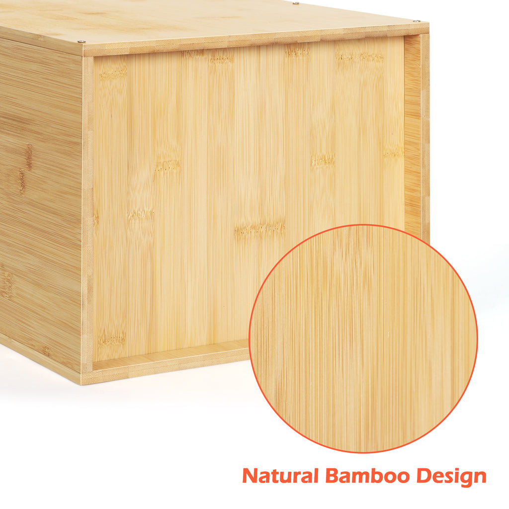 2-Pack Small 5 Gallon Wastebaskets with Handles - Decorative Rectangular Bamboo Trash Can