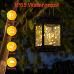 4-Piece Set Outdoor Decorative Solar Mason Jar Hanging Lanterns, Waterproof Warm White Fairy Lights for Patio and Garden Decor