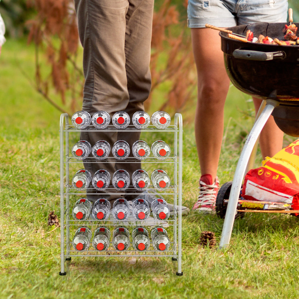 Water Bottle Holder Organizer 5 Tier Water Bottle Storage Rack, Freestanding Floor Beverage Soda Can Dispenser Organizer Rack for Pantry, Kitchen Countertop, Cabinet, Office, Hold 30 Bottles