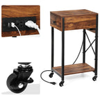 Computer Tower Stand with Charging Station & Storage Drawer, Mobile Printer Stand Table, CPU Holder Cart with 4 Lockable Wheels for Home Office,