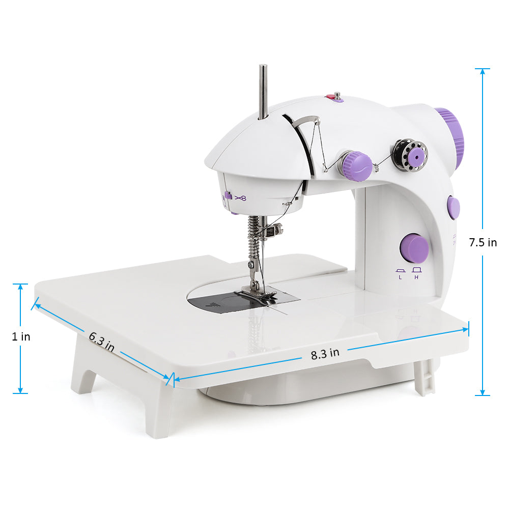 Handy Mini Sewing Machine for Daily Use, Manual DIY Crafting & Mending Machine, 2-Speed White/Purple
