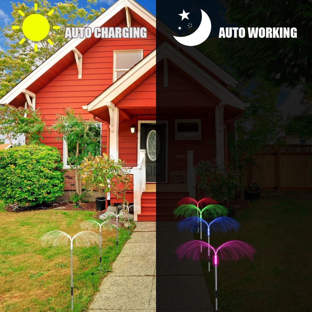 4 Pack Solar Garden Lights Outdoor RGB Solar Pathway Jellyfish Light Xmas Decor