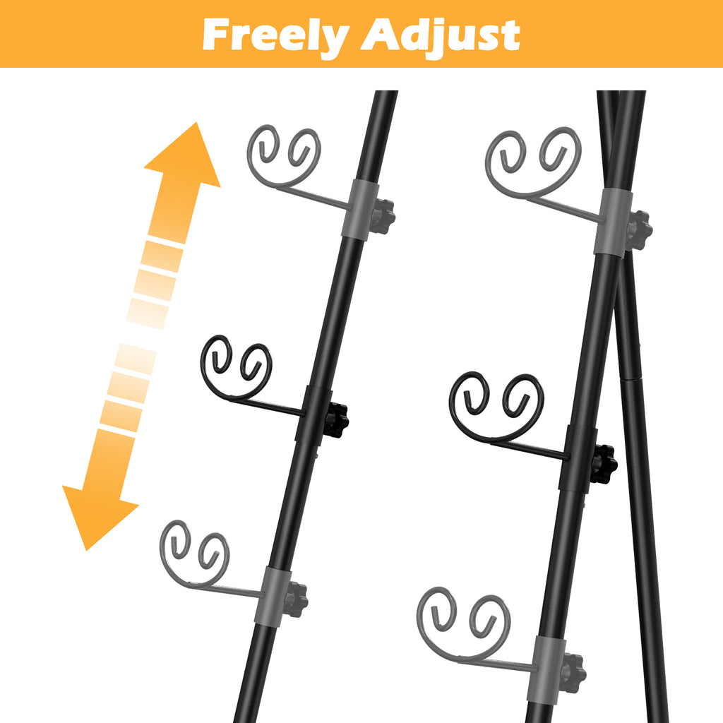 2/1-Pack 59 Inch Floor Easel for Wedding Signs, Adjustable 3-Tier Standing Display Rack for Posters and Art with Chain Support，Gold/Black