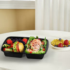 50-Pack 3-Compartment Meal Prep Containers - 38oz Reusable Plastic Bento Boxes - Portion Control Storage for Healthy Meals