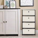 4-Drawer White Fabric Chest - Storage Organizer Unit for Closets, Bedroom & Dorm