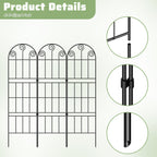 Scroll Top Garden Fence Panels - Double Rail Metal Border - Animal Barrier for Backyard & Garden,