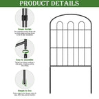 27-Pack Decorative Garden Fence & Animal Barrier - Rustproof Metal Wire No-Dig Fencing for Dogs & Rabbits, Outdoor Flower Bed Border, Black