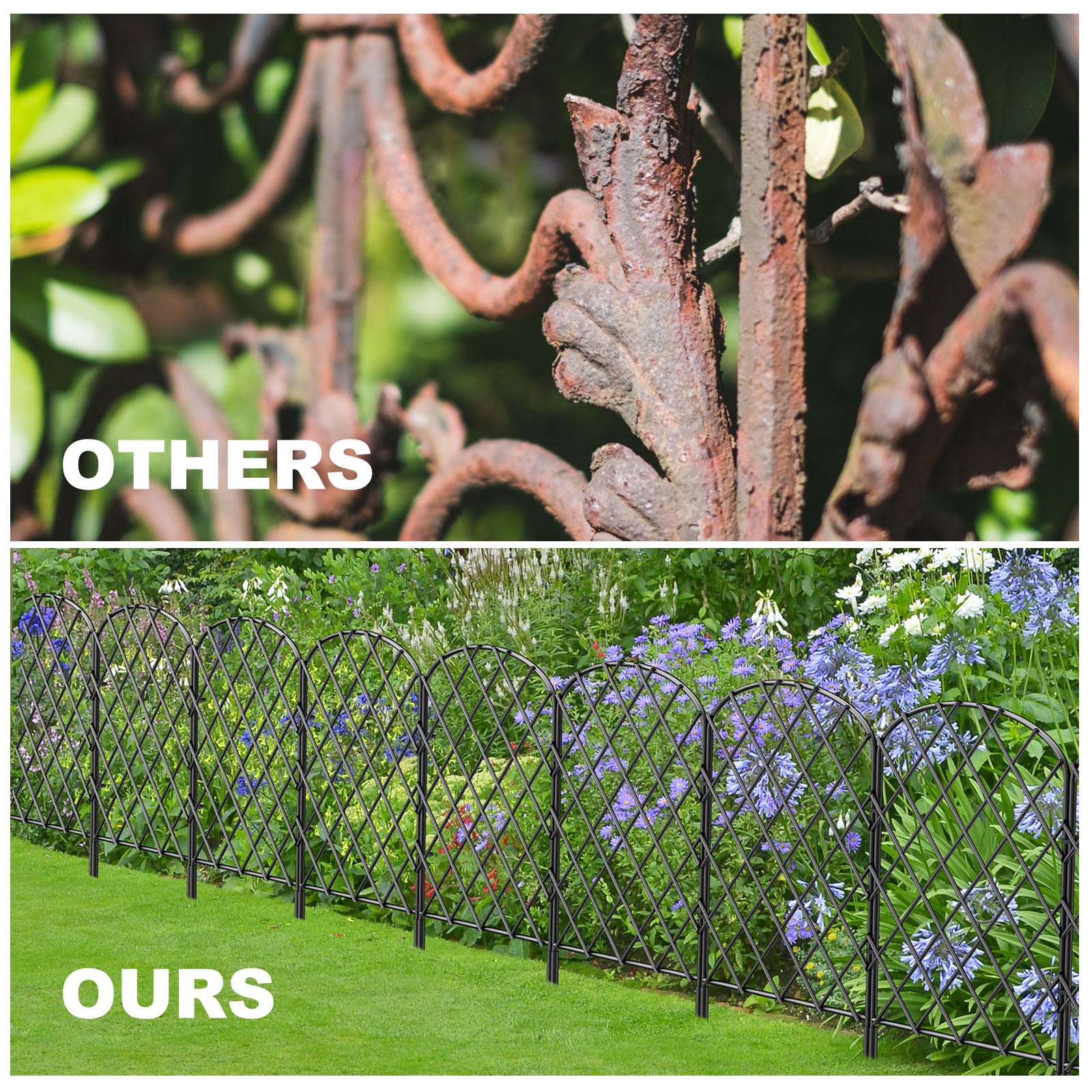 Decorative Lattice Garden Fence - Square Rustproof Metal Wire Fencing - Animal Barrier for Patio & Flower Beds,
