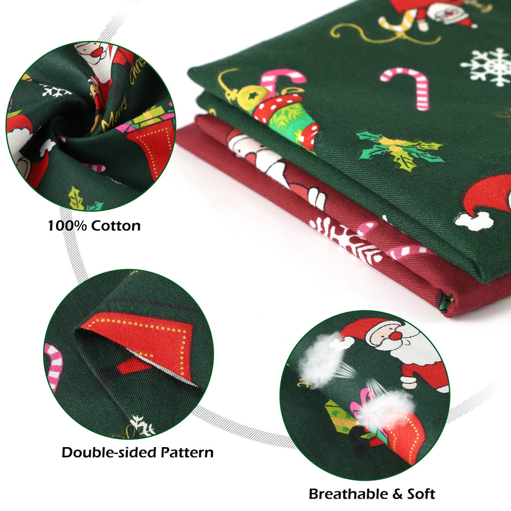 2-Pack Christmas Pet Bandanas - Reversible Cotton Triangle Neckwear for Dogs and Cats - Holiday Costume Accessories