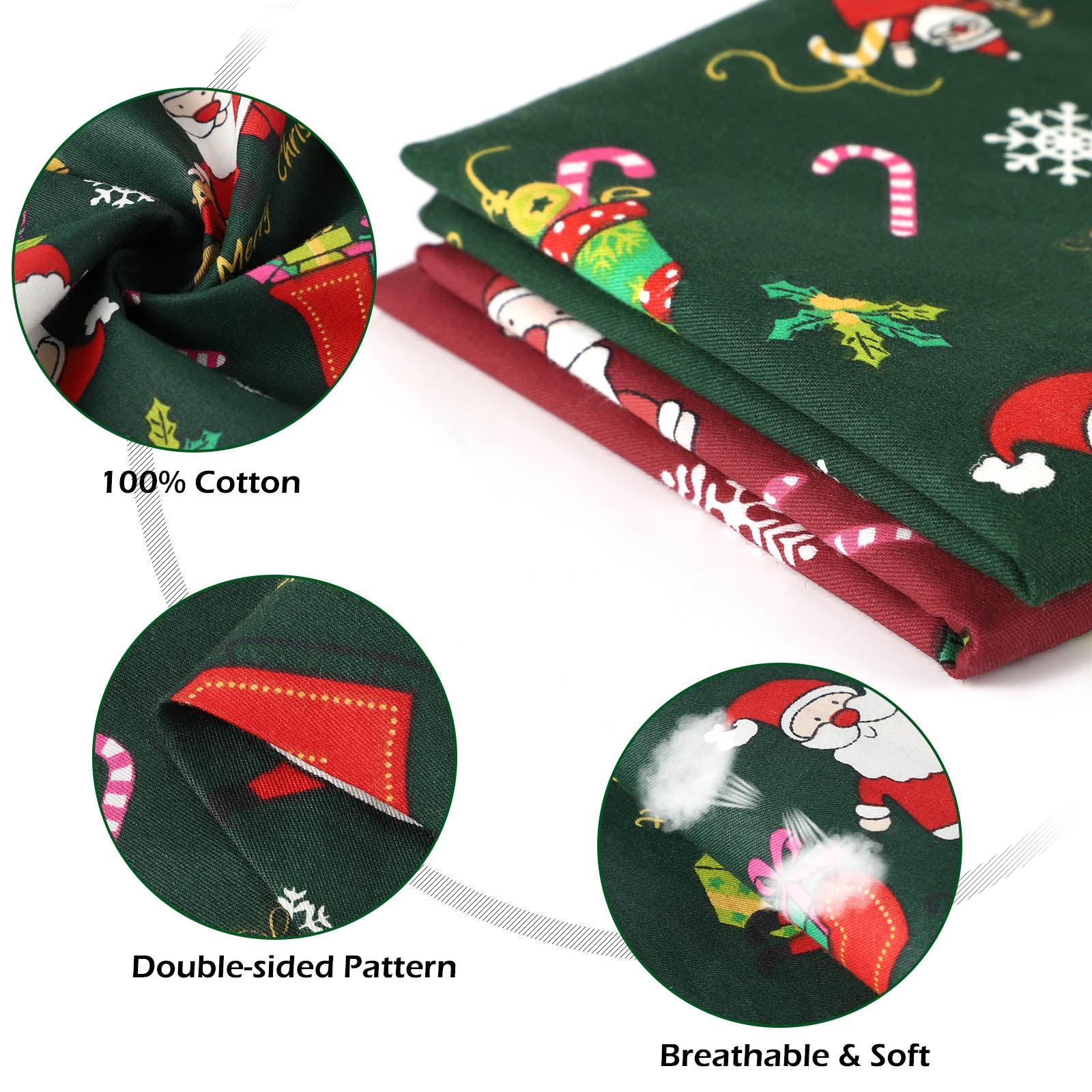 2-Pack Christmas Pet Bandanas - Reversible Cotton Triangle Neckwear for Dogs and Cats - Holiday Costume Accessories