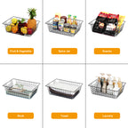 4-Pack Large Metal Wire Storage Baskets, Stackable Pantry Bins & Freezer Organizer for Kitchen Cabinets, Office, Bathroom & Countertop,