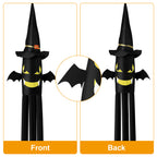 Halloween LED Bat Windsock Decoration, 53.5inch Lighted Hanging Witch Hat Wind Sock for Outdoor Yard, Porch & Party Decor