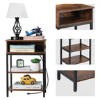 Nightstand with Charging Station & Storage Drawer - Narrow Side Table for Small Spaces, Rustic Brown