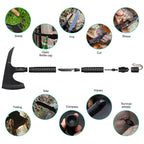 Tactical Camping Axe with Sickle & Survival Tools, Folding Portable Hatchet with Compass and Flint, Multitool for Hiking and Hunting,