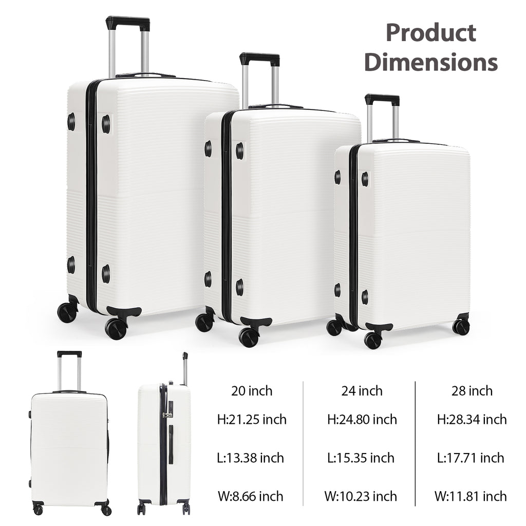 Trolley Case 3-Piece Hardside Lightweight Spinner Luggage Bag Set with TSA Lock