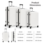 Trolley Case 3-Piece Hardside Lightweight Spinner Luggage Bag Set with TSA Lock