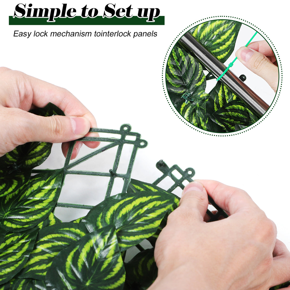 Artificial Ivy Privacy Fence Screen, Inch Artificial Faux Ivy Hedge, Expandable Faux Privacy Fence with Zip Ties Decoration for Outdoor Garden, Color Printing Watermelon Leaves